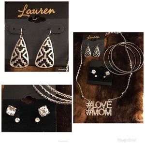 NEW 7 NECKLACE/3 PAIR EARRINGS/LAUREN/3 BANGLES